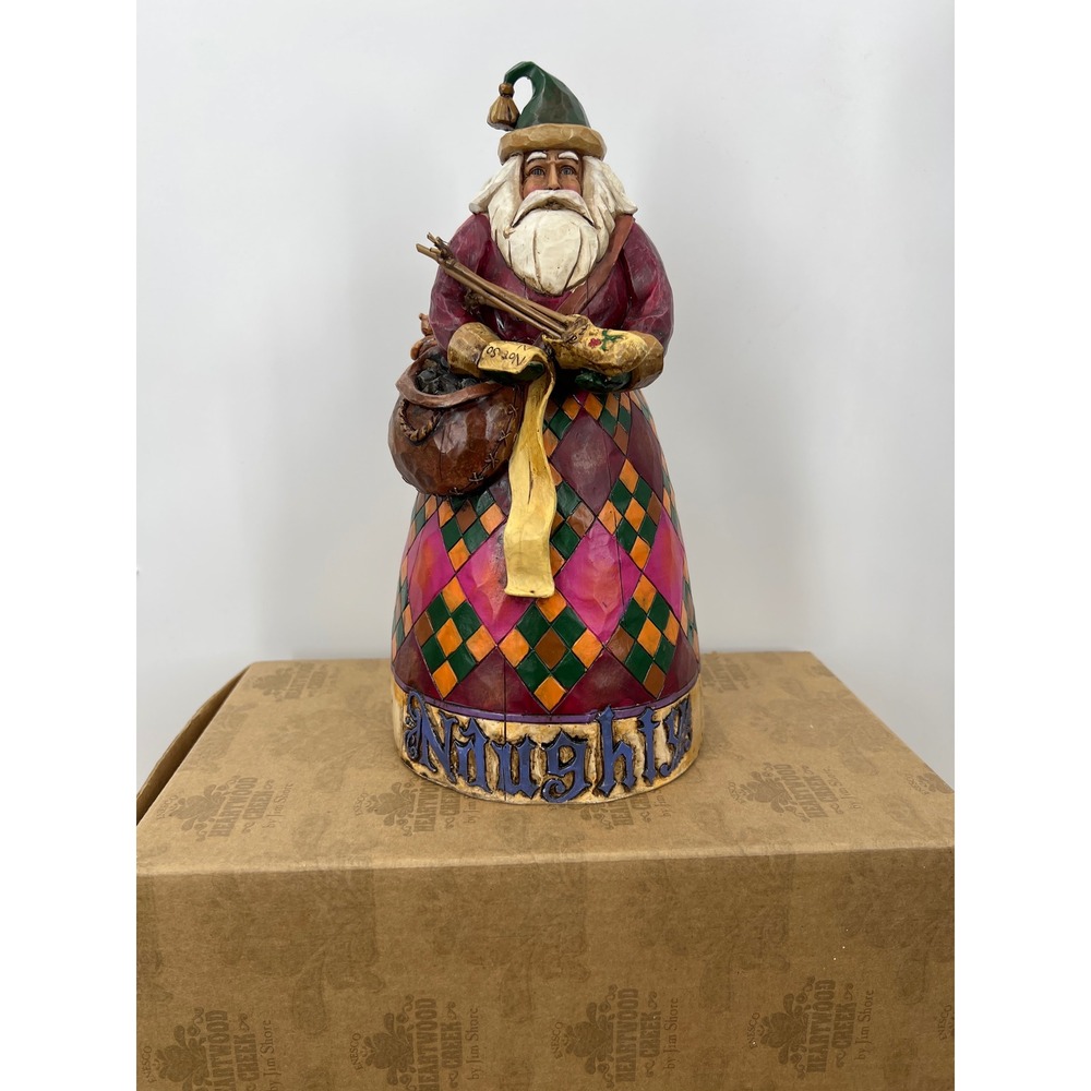 Jim Shore He Knows Santa Naughty Nice Figurine &‎ Box 4002405 2005 Enesco EUC